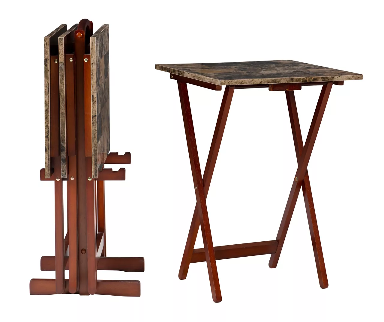 Williams 4-Piece Faux Marble Tray Table Set 2 Williams 4-Piece Faux Marble Tray Table Set - Image 2