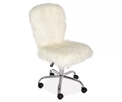 Taylor White Faux Fur Armless Office Chair