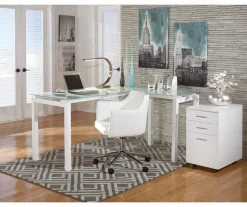 Baraga White L-Shaped Corner Desk -Chic Furniture Shop 810389269 1
