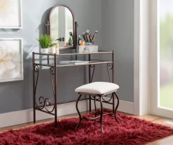 Heather Metal Adjustable Mirror Vanity Set With Stool -Chic Furniture Shop 810389409 A0 7