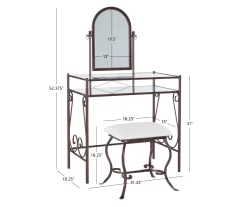 Heather Metal Adjustable Mirror Vanity Set With Stool -Chic Furniture Shop 810389409 D8 10