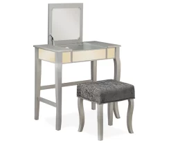 Betty Silver Mirror Vanity Set With Stool