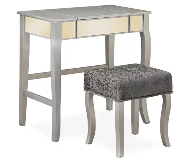 Betty Silver Mirror Vanity Set With Stool 2 Betty Silver Mirror Vanity Set With Stool - Image 2