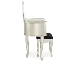 Kelly Silver Rounded Mirror Vanity Set With Stool 11 Kelly Silver Rounded Mirror Vanity Set With Stool -Chic Furniture Shop 810389505 4