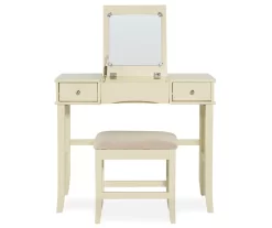 Caroline Cream Mirror Vanity Set With Stool -Chic Furniture Shop 810389506 3