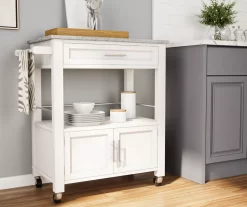 White Double Door Kitchen Cart With Granite Top 8 White Double Door Kitchen Cart With Granite Top -Chic Furniture Shop 810389516 2
