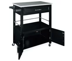Black Double Door Kitchen Cart With Granite Top -Chic Furniture Shop 810389517 2
