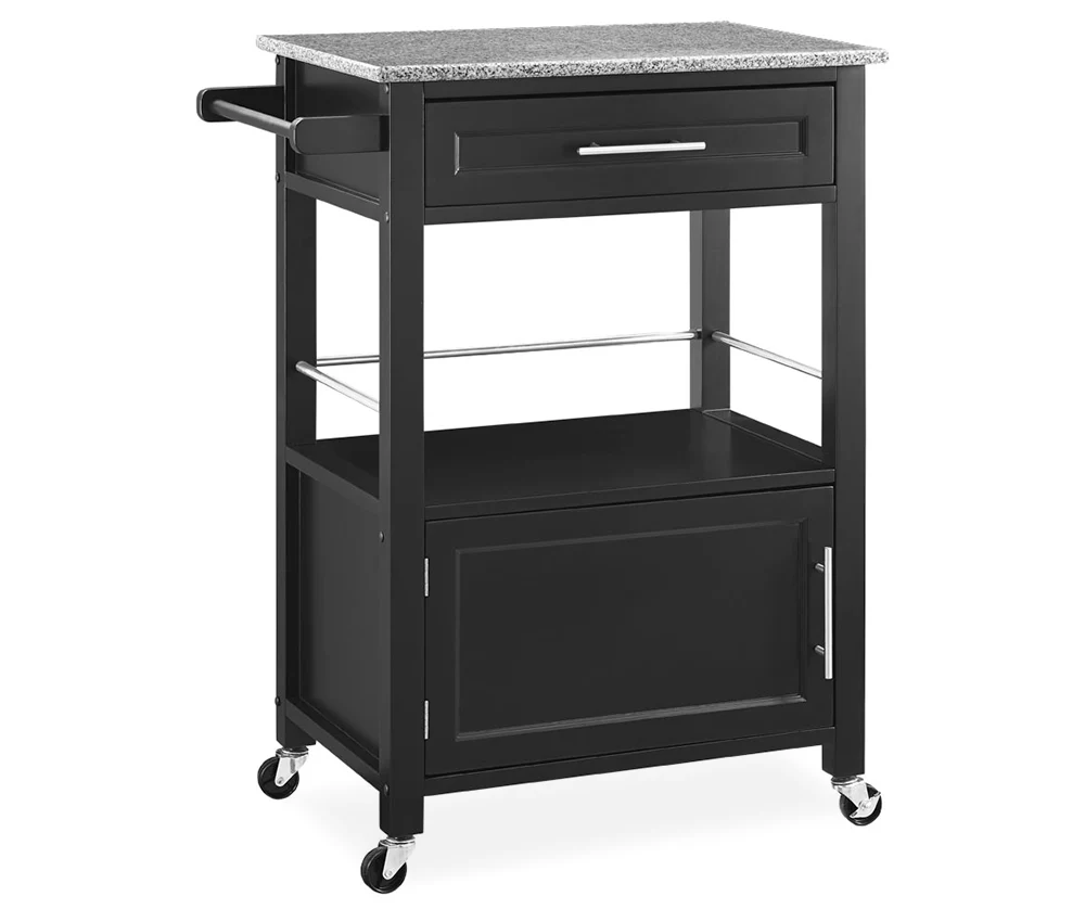 Ree Black Granite Top Kitchen Cart With Storage 1 Ree Black Granite Top Kitchen Cart With Storage