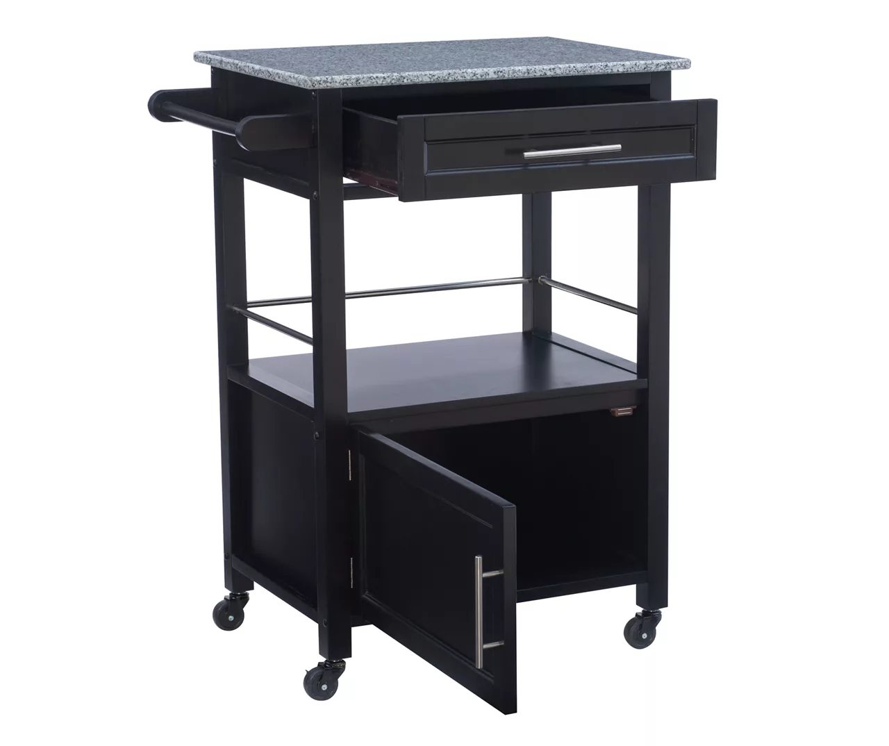 Ree Black Granite Top Kitchen Cart With Storage 5 Ree Black Granite Top Kitchen Cart With Storage - Image 5