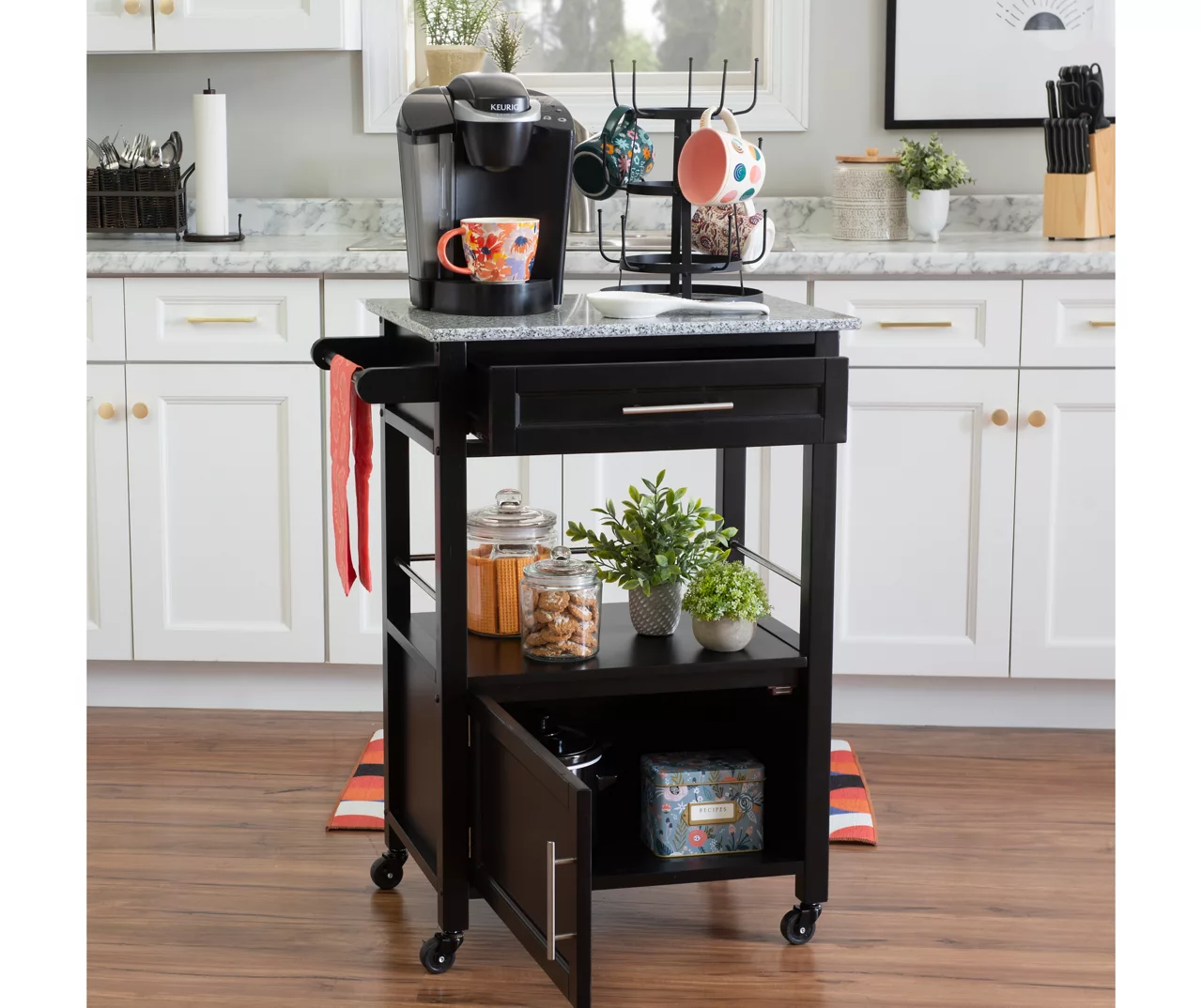 Ree Black Granite Top Kitchen Cart With Storage 8 Ree Black Granite Top Kitchen Cart With Storage - Image 8