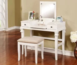 Martha Mirror Vanity Set With Stool -Chic Furniture Shop 810389524 1