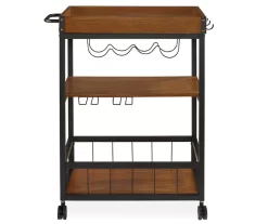 Luke Industrial Kitchen Cart With Wine Storage -Chic Furniture Shop 810389531 2