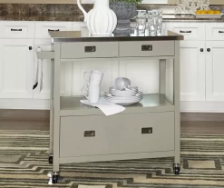 Gray Steel Top Kitchen Cart With Drawers 5 Gray Steel Top Kitchen Cart With Drawers -Chic Furniture Shop 810389532 3