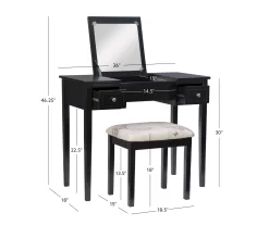 Black Butterfly Mirror Vanity Set With Stool -Chic Furniture Shop 810389539 A8