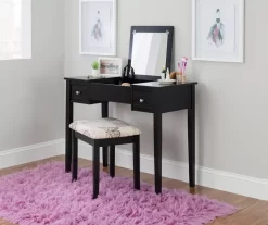 Black Butterfly Mirror Vanity Set With Stool -Chic Furniture Shop 810389539 B0 1