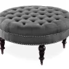 Claire Charcoal Round French Country Ottoman