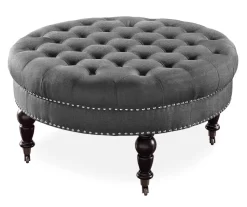 Claire Charcoal Round French Country Ottoman