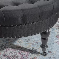 Claire Charcoal Round French Country Ottoman 6 Claire Charcoal Round French Country Ottoman -Chic Furniture Shop 810389633 3