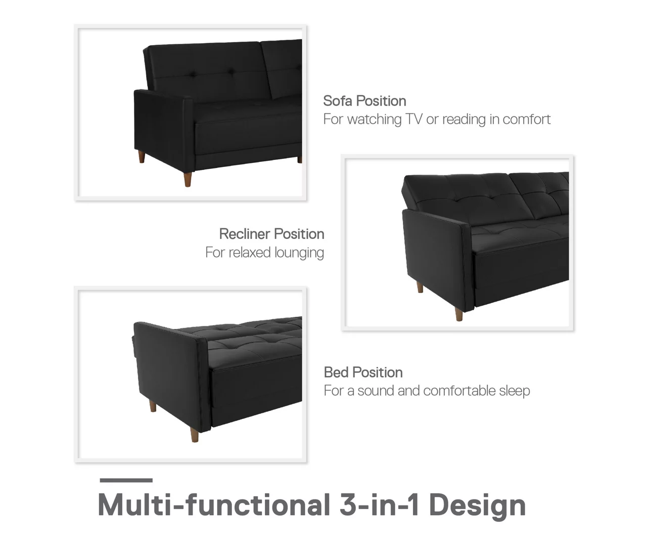 Ameriwood Avianna Faux Leather Coil Futon 3 Ameriwood Avianna Faux Leather Coil Futon - Image 3