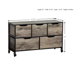 Rustic Rolling 5-Bin Storage Organizer -Chic Furniture Shop 810410317 A7