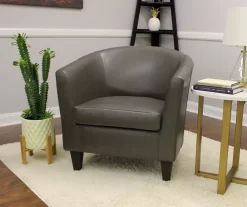Windko Gray Faux Leather Tub Chair 7 Windko Gray Faux Leather Tub Chair -Chic Furniture Shop 810429853 2
