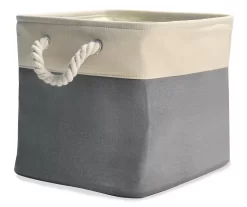 Gray & Cream Fabric Storage Bin With Rope Handles 7 Gray & Cream Fabric Storage Bin With Rope Handles -Chic Furniture Shop 810448615 21