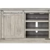 Carynhurst Whitewash Sliding Barn Door TV Stand