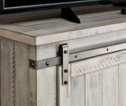 Carynhurst Whitewash Sliding Barn Door TV Stand -Chic Furniture Shop 810458282 3