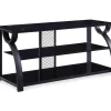44" Black Glass & Metal TV Stand