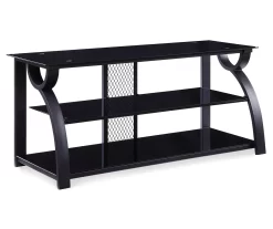 44" Black Glass & Metal TV Stand