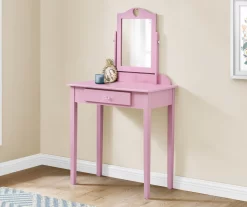 Pink Vanity Table With Mirror