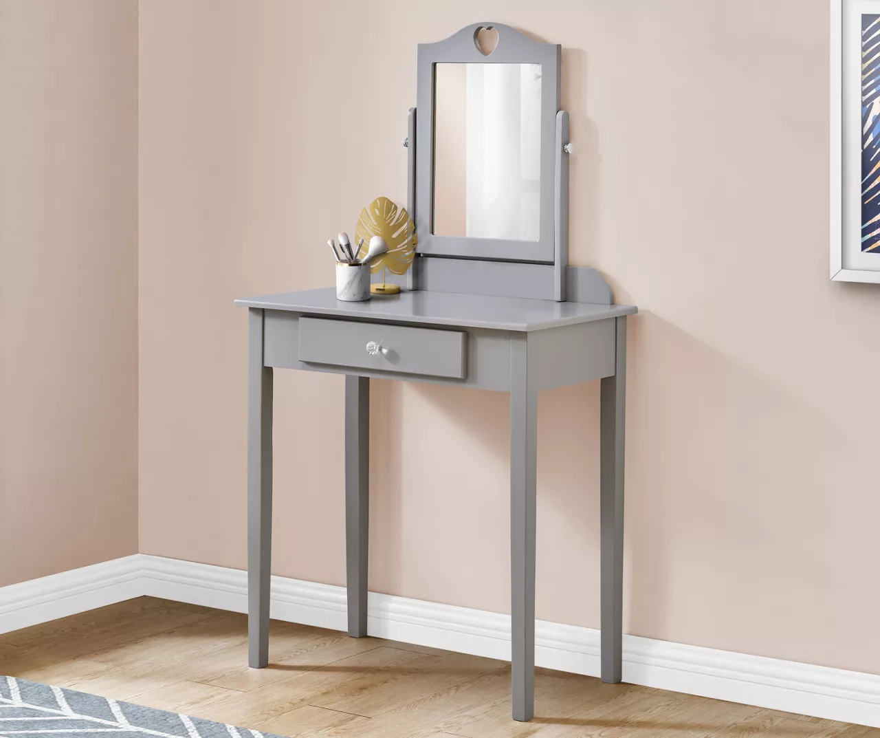 Gray Vanity Table With Mirror 1 Gray Vanity Table With Mirror