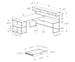 Monarch L-Shaped Corner Desk With Hutch 17 Monarch L-Shaped Corner Desk With Hutch -Chic Furniture Shop 810512935 3
