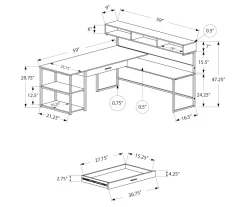 Monarch L-Shaped Corner Desk With Hutch 13 Monarch L-Shaped Corner Desk With Hutch -Chic Furniture Shop 810512937 3