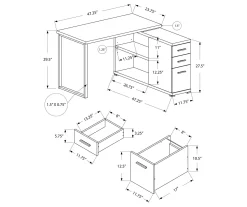 Dark Taupe Reversible L-Shaped Corner Desk -Chic Furniture Shop 810512939 3