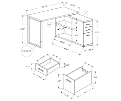 White Reversible L-Shaped Corner Desk -Chic Furniture Shop 810512940 3