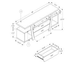 60" Dark Taupe 2-Drawer TV Stand -Chic Furniture Shop 810512981 3