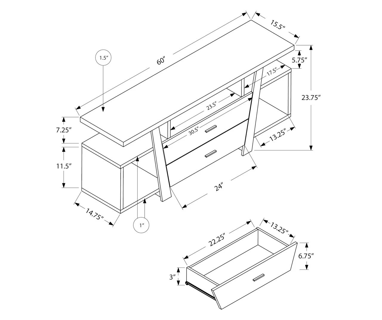 60" Espresso 2-Drawer TV Stand 5 60" Espresso 2-Drawer TV Stand - Image 5