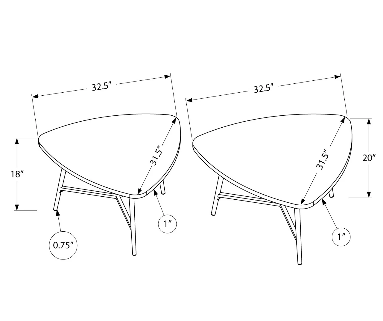 Taupe Reclaimed Triangular 2-Piece Nesting Table Set 5 Taupe Reclaimed Triangular 2-Piece Nesting Table Set - Image 5