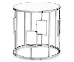 Silver Greek Key End Table