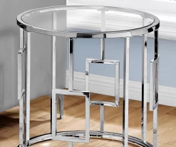 Silver Greek Key End Table -Chic Furniture Shop 810512997 4