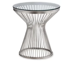 Silver Hourglass End Table
