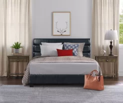 Black Hudson Queen Leather Upholstered Bed -Chic Furniture Shop 810513493 5