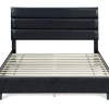 Black Hudson Queen Leather Upholstered Bed