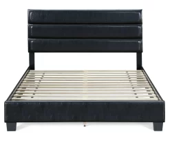 Black Hudson Queen Leather Upholstered Bed