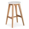 25.59" Oak & White Abacus Wood Counter Stool