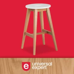 25.59" Oak & White Abacus Wood Counter Stool -Chic Furniture Shop 810513499