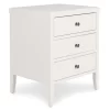 White Finley Wood 3-Drawer Nightstand