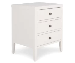 White Finley Wood 3-Drawer Nightstand