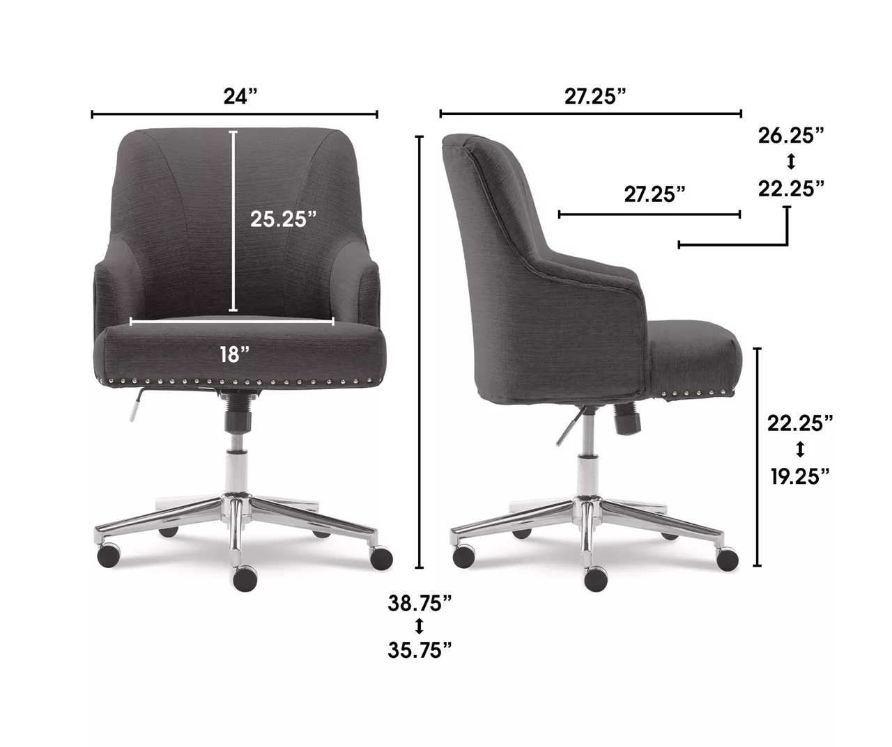 Leighton Dark Gray Memory Foam Fabric Office Chair 12 Leighton Dark Gray Memory Foam Fabric Office Chair - Image 12